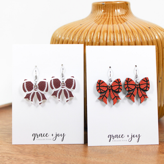 Football Earrings, Basketball Earrings, Sports Bow Earrings: Basketball