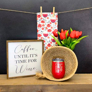 Roses & Wine Kitchen Decor Waffle Towels - Mothers Day Gifts