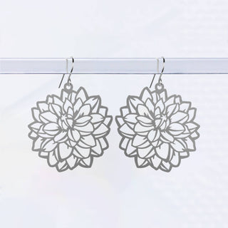 Dahlia Flower Earrings: Silver / Short Ear Wires