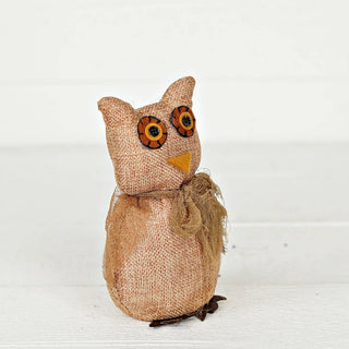 M6134-6.5inH Burlap Owl Sitter