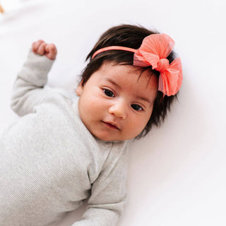 Baby Bling® Tulle Baby FAB® Skinny soft tulle bow headband: Pleated Blush