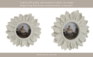 Photo Frame - Ivory Polyresin Boho Sunflower, 4x4 in.