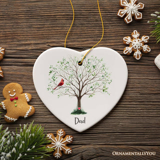In Loving Memory of Mom and Dad Cardinal on a Tree Ornament: Version 1