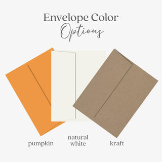 Autumn Pumpkin Greeting Card, Happy Halloween, Thanksgiving: Pumpkin Envelopes / Clear Protective Sleeves