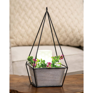 Wood Plant Holder w/Triangle Metal Frame