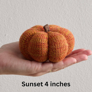 Cozy Knit Pumpkins, variegated yarns, unique autumn colors: 4 inch Sunset