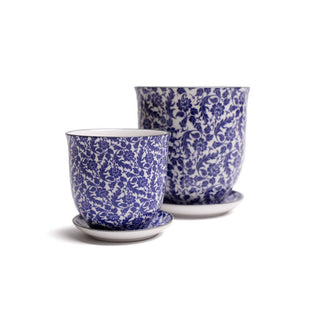 Liberte  Indoor plant pots with drainage 3 & 5 inch planter: Blue Leaves / 4.25"