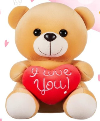 7" Plush Bear with I Love You Heart-Tan