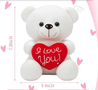 7" Plush Bear with I Love You Heart-White