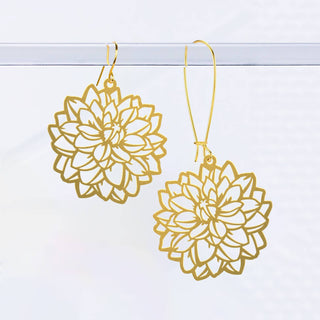 Dahlia Flower Earrings: Gold / Short Ear Wires