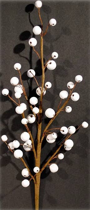 Wired Wood Bead Spray: Red & White