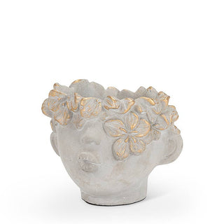 Mini Kissing Face Planter with Gold-4" H