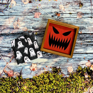 Halloween Scary Ghost Patterned Driftless Waffle Washcloths