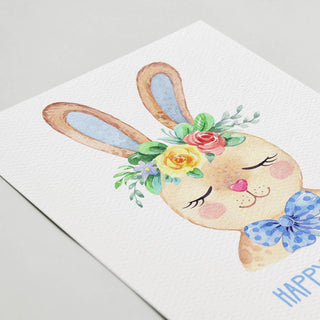 Happy Easter Card, Cute Easter Bunny Card, Eco Friendly: Mint Green Envelopes / Clear Protective Sleeves