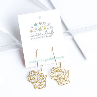 Wisconsin State Geometric Earrings: Gold / Short Ear Wires