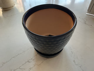 6.5” blue Ceramic Pot