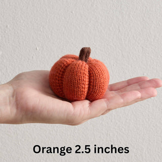 Cozy Knit Pumpkins, variegated yarns, unique autumn colors: 4 inch Sunset