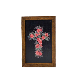 6X4 Small Sign Rose Cross For Easter Decor - Religious Decor