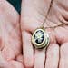 Cameo Locket Necklace - Ivory and Black Flower: 18 Inches
