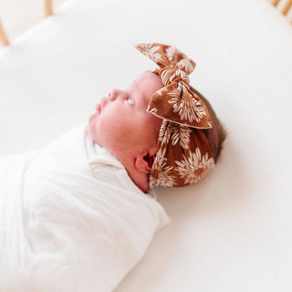 Baby Bling® Fall Printed Knot soft nylon headband: Marigold