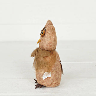 M6134-6.5inH Burlap Owl Sitter