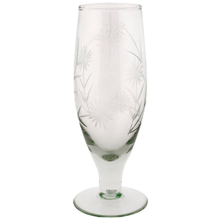 Etched Floral Wine Glass