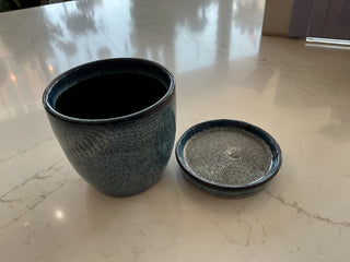 4” Blue Ceramic Pot with Saucer