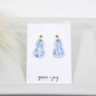 Blue snowman Dangle Earrings, Acrylic Earrings