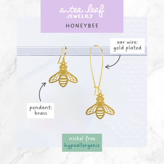 Honeybee Earrings: Gold / Short Ear Wires