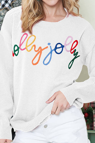 Holly Jolly Merry Christmas Round Neck Sweater | S-2XL