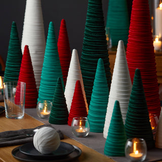 Cones Velvet Small, Elegant Bookshelf Tree Decor, Mantel: Silver