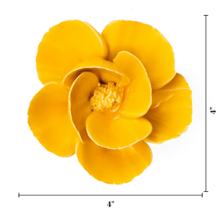 Yellow Poppy Ceramic Flower Wall Hangings - Handmade Boxed