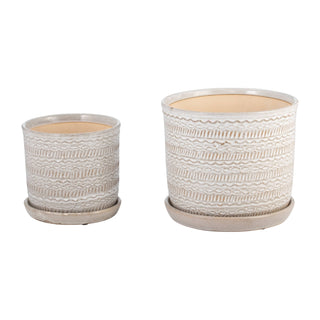 8" Ivory Round Tribal With Saucer