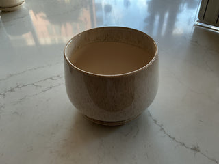 5.5” Tan Bowed Ceramic Pot