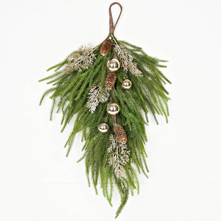 510022- 28inLx17inW Teardrop-Golden Holiday Norfolk Pine-