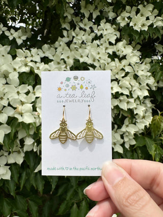 Honeybee Earrings: Gold / Short Ear Wires