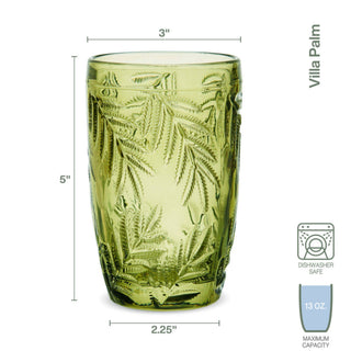 Fitz & Floyd Villa Palm Green 13OZ Hiball