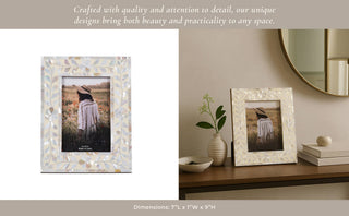 Photo Frame - Ivory Wood Mother Of Pearl Inlay Vine: Ivory / 5x7