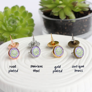 Succulent Plant Illustrated Post Earrings