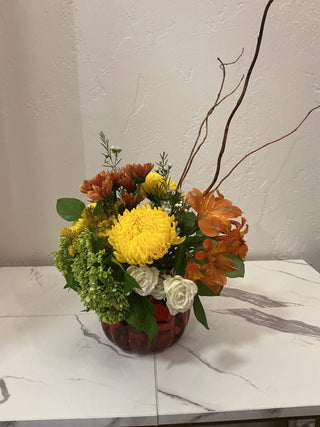 Seasonal Fall Pumpkin Floral Arrangement