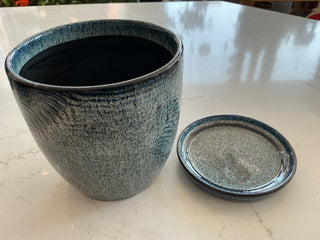 6” Blue Ceramic Pot with Saucer