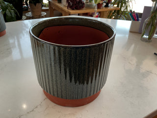8” Dark Green Ceramic Pot