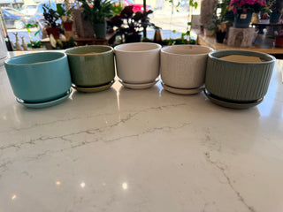 4" Ceramic Pot w/Saucer - various styles