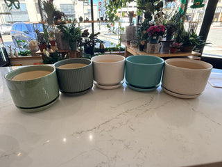 6.75" Ceramic Pot w/Saucer - various styles