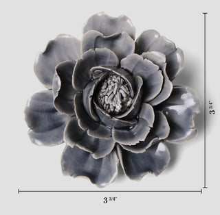 Ceramic Flower Wall Art Rose Grey