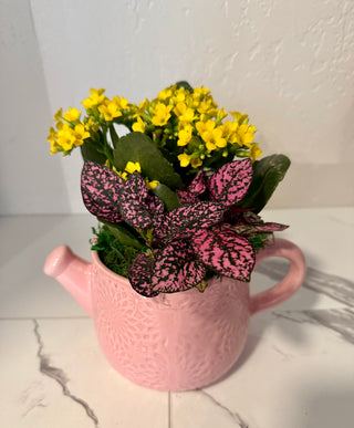 Pink Ceramic Tea Time Planter