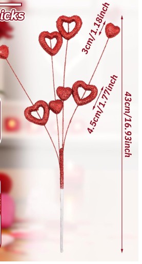 Valentine Glitter Heart Pick