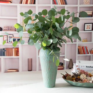 Turquoise Copper Finish Metal Decorative Vase