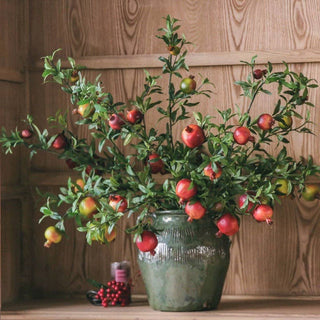 Big Fruit Faux Pomegranate Stem 32" Tall: Red / Five Stems