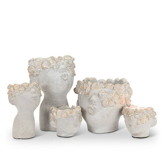 Mini Kissing Face Planter with Gold-4" H